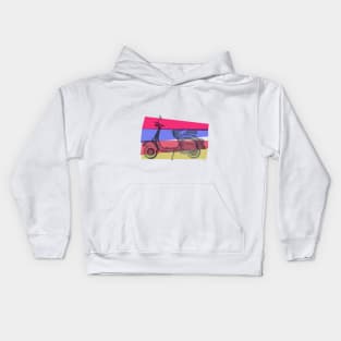 Scooter Vespa on pink and purple Kids Hoodie